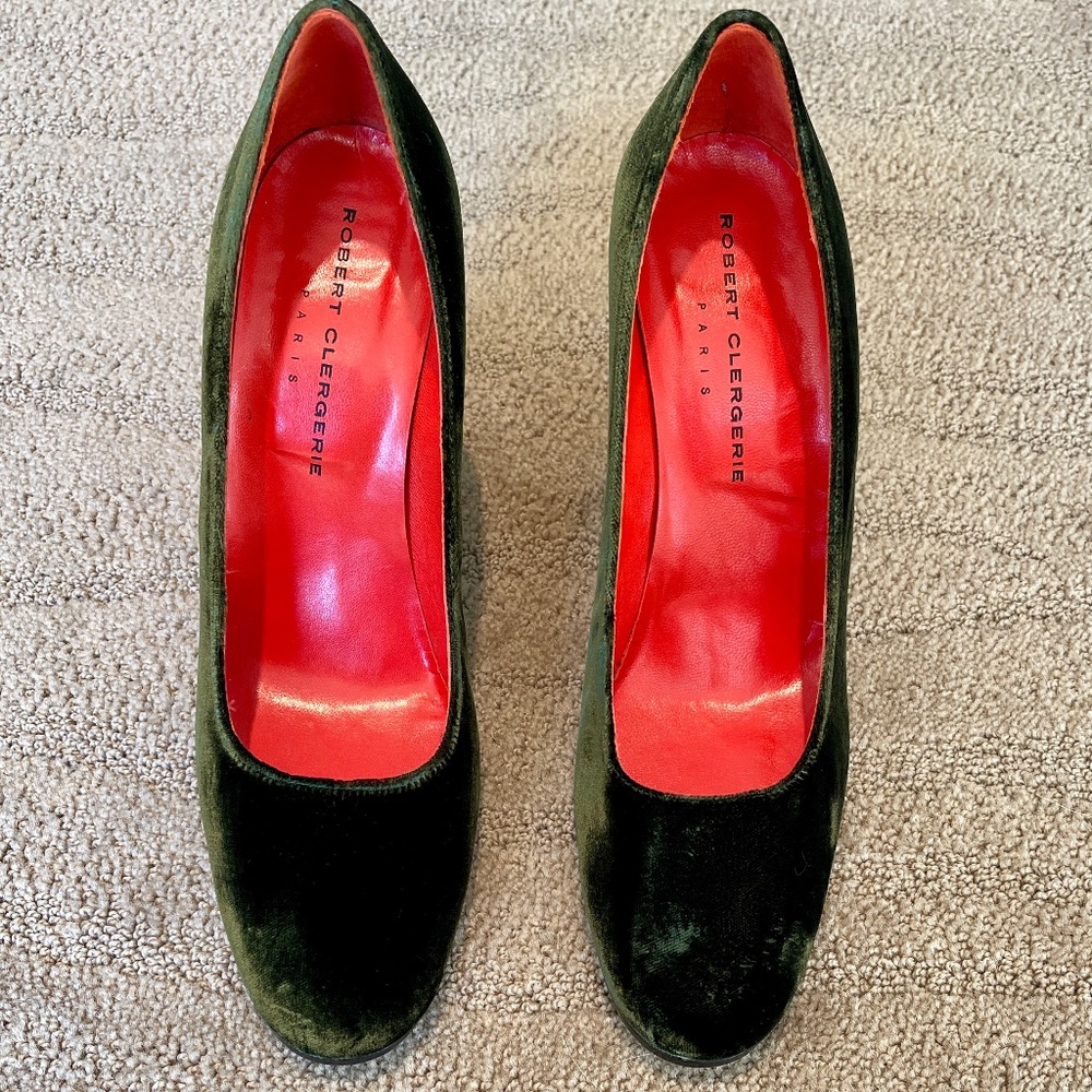 🌲Robert Clergerie Paris Green Velvet Pumps- Size 9.5 - NWOT🌲 - Picture 2 of 8